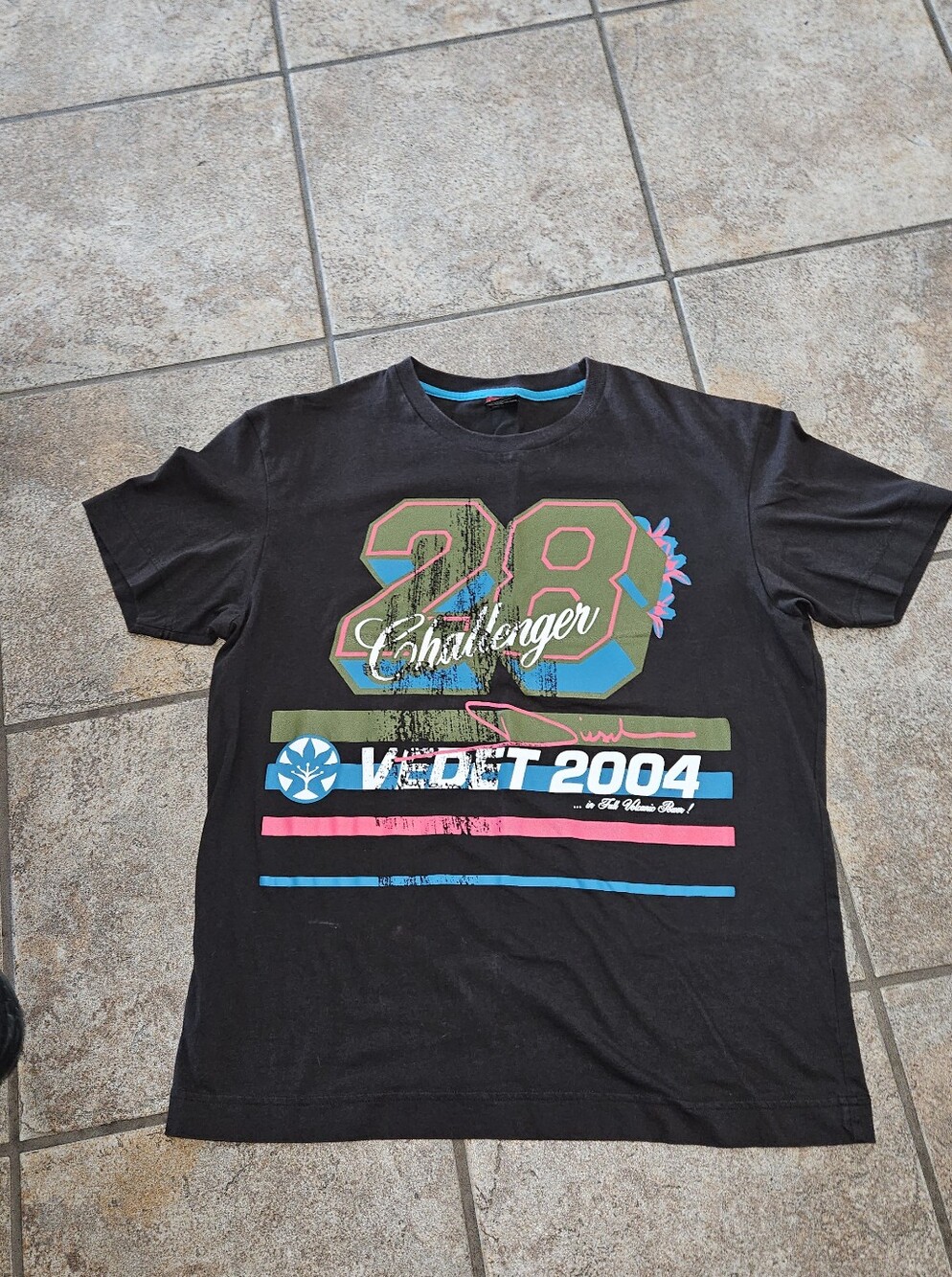 Diesel Black Graphic 'Challenger 28' Mens  Tee - V-Kort 2004